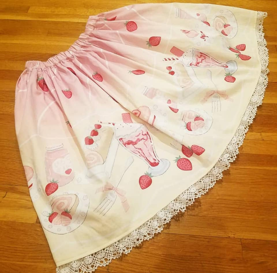 Ready to ship Dreamy Strawberry Desserts Skirt in yellow
